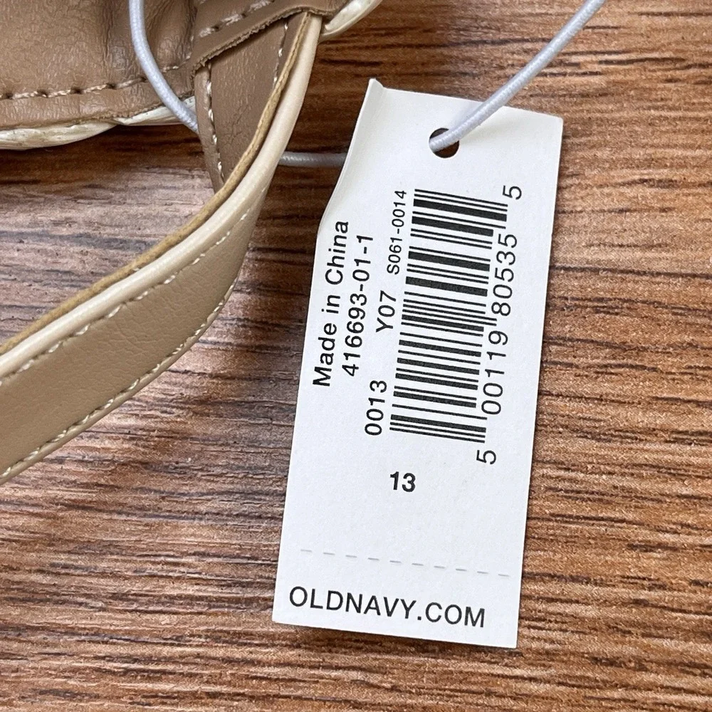 Old‎ Navy Raffia Double Strap Girls Sandals in Natural Kids Size 13 NEW